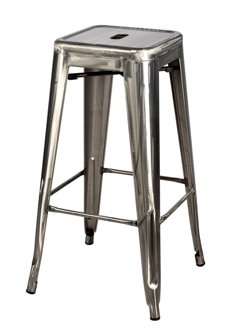 Chivari GunMetal Gray Hi Gloss Tolix Style Metal Stool BTMGU-AX-T