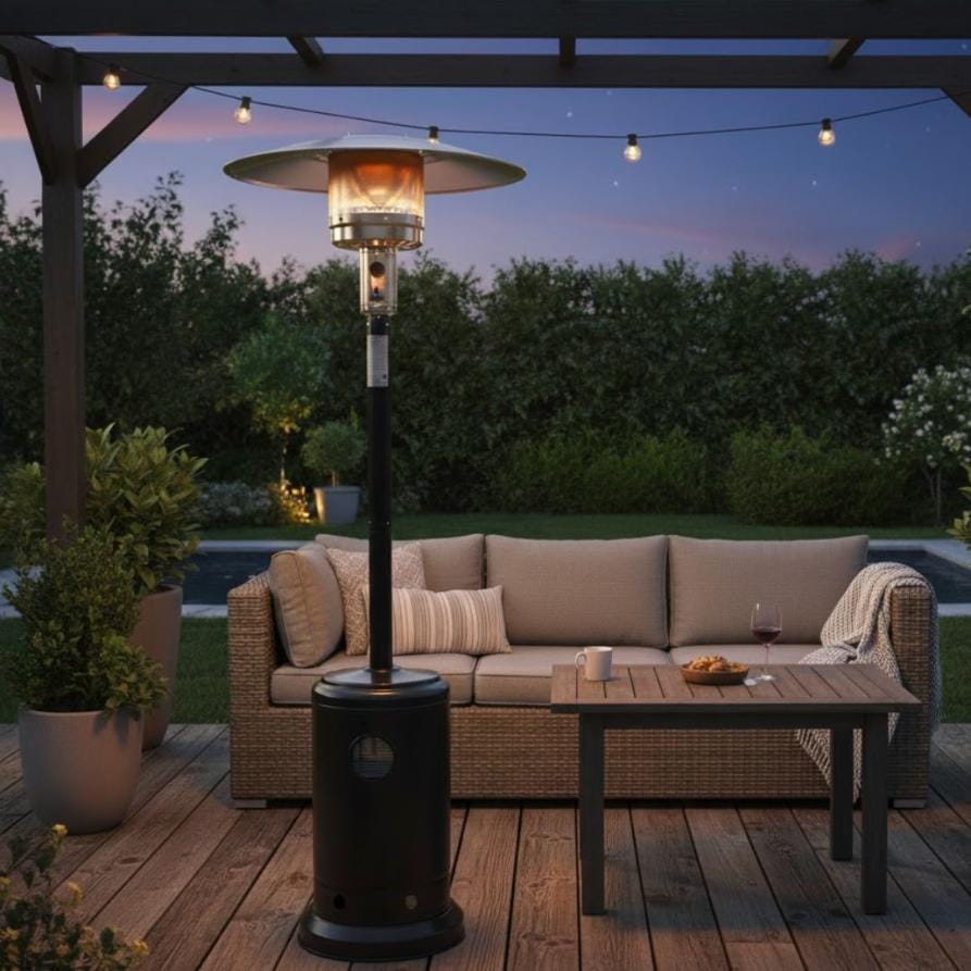 Chivari Black Propane Standing Patio Outdoor Heater 41000 BTU HEAT-PAT41KBTU-BLK