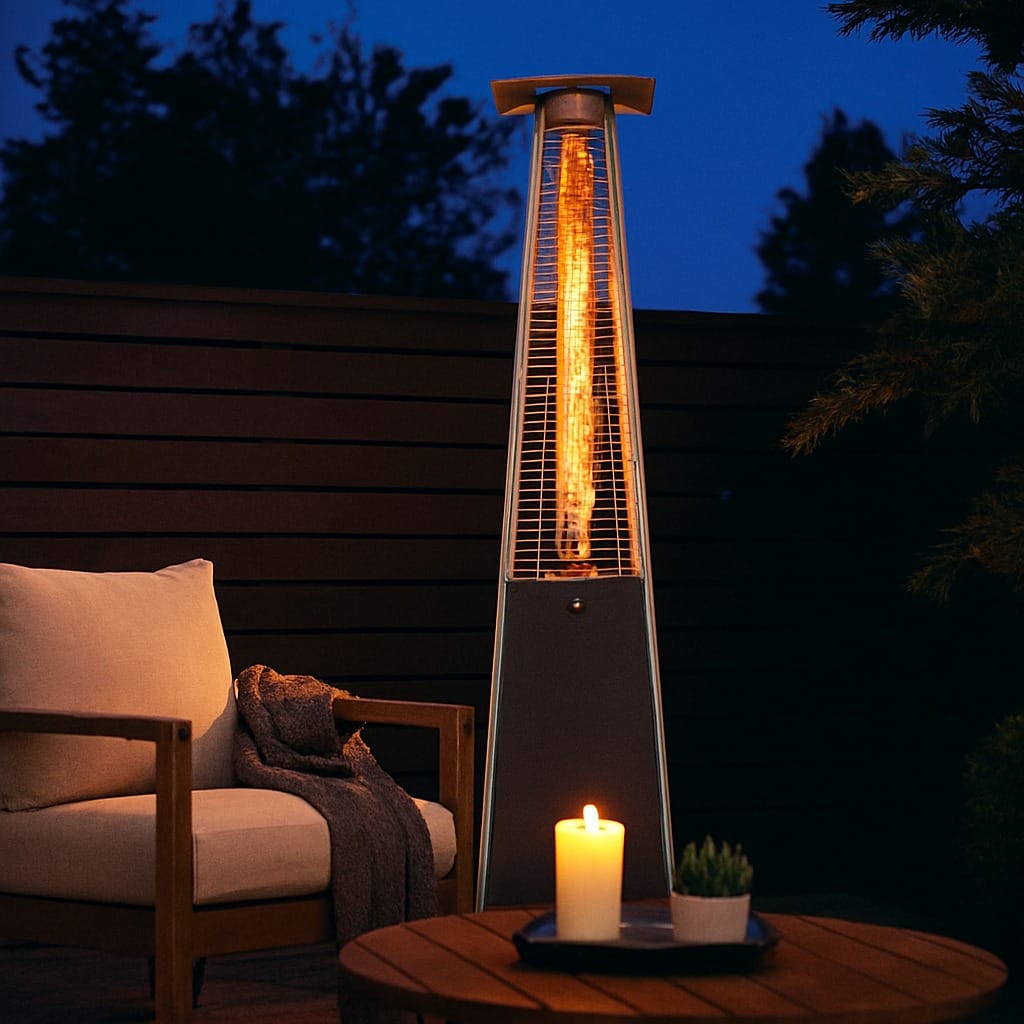 Chivari Black Propane Pyramid Patio Heater 43000 BTU with Cover HEAT-PYR43KBTU-BLK