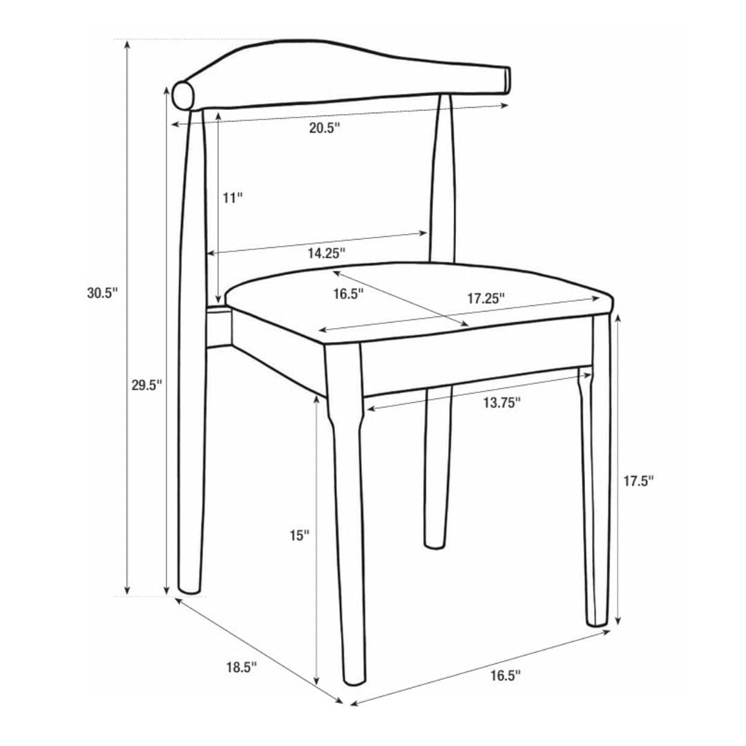 Chivari Walnut Horn Wood Chair with Ivory Vinyl Cushion CHWWL-SHVIV-KT