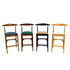 Walnut Finish Horn Wood Bar Stool with Ivory Vinyl Cushion