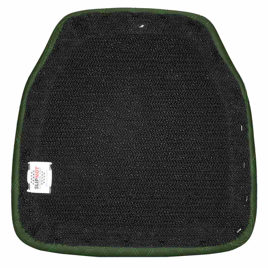 Chivari Hunter Green Vinyl Panel Back Chiavari Cushion with Bentley Stitching and SlipNot™ Technology CUSHPANVINBENTHG-A