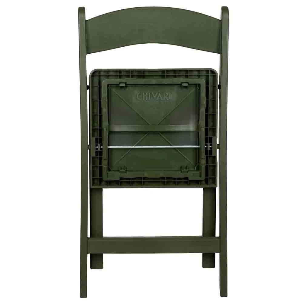Chivari Hunter Green with Matching Seat Resin Steel Skeleton Folding Chair CFRHGB-ST-A