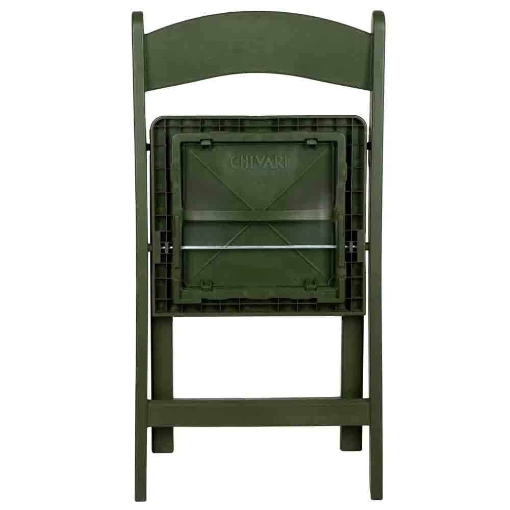 Chivari Hunter Green with Matching Vinyl Cushion WoodGrain™ Resin Folding Chair CFRHGB-AX