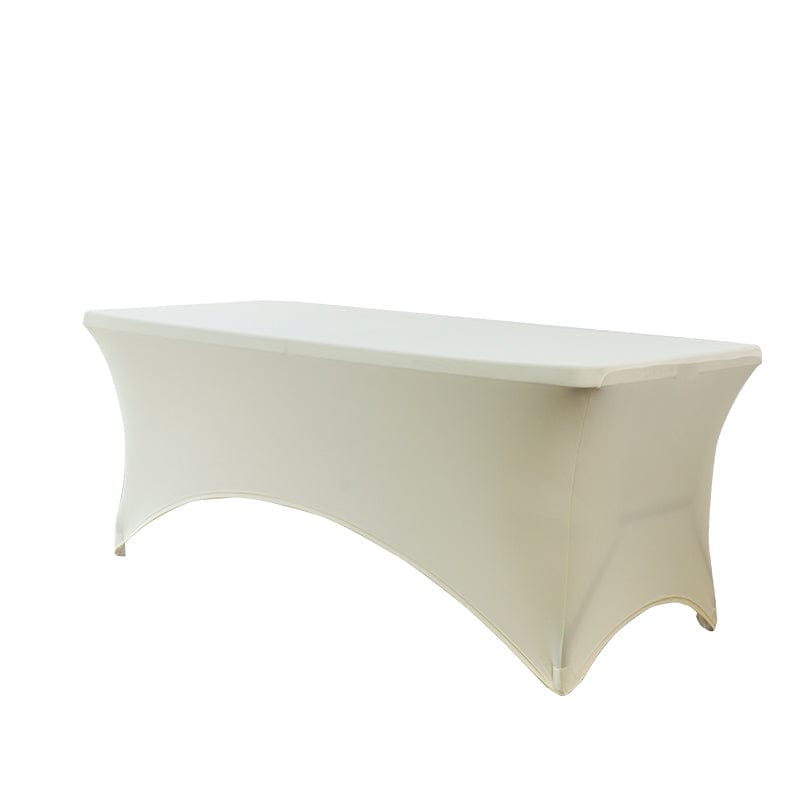 Chivari 5-Pack Ivory Spandex 250gsm 6 Foot Folding Table Cover SX-SPANXTB-6FT-IVR-5
