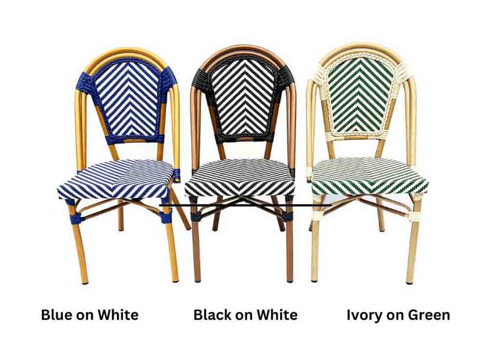 Toulouse Black and White French Bistro Patio Dining Chair CBTBLA-ZG-T