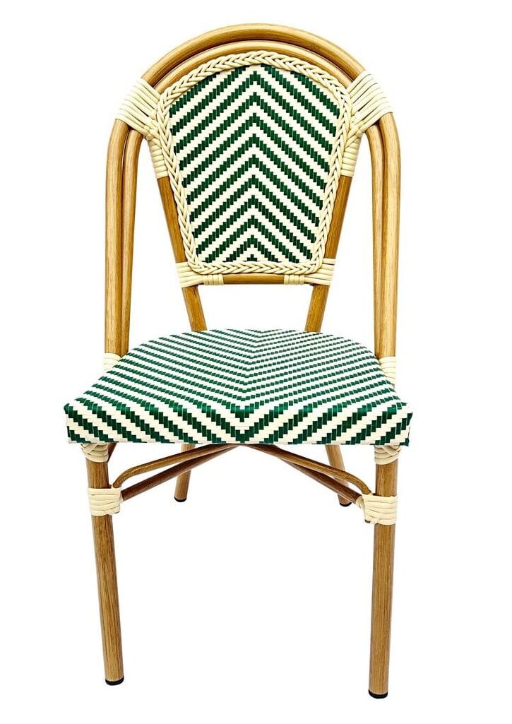 Ivory and Green French Bistro Patio Dining Chair