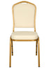 Chivari Scratch and Dent Ivory Vinyl Gold Frame Crown Back Banquet Chair CQCVI-ZF-T-SD