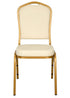Chivari Scratch and Dent Ivory Vinyl Gold Frame Crown Back Banquet Chair CQCVI-ZF-T-SD