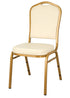 Chivari Scratch and Dent Ivory Vinyl Gold Frame Crown Back Banquet Chair CQCVI-ZF-T-SD