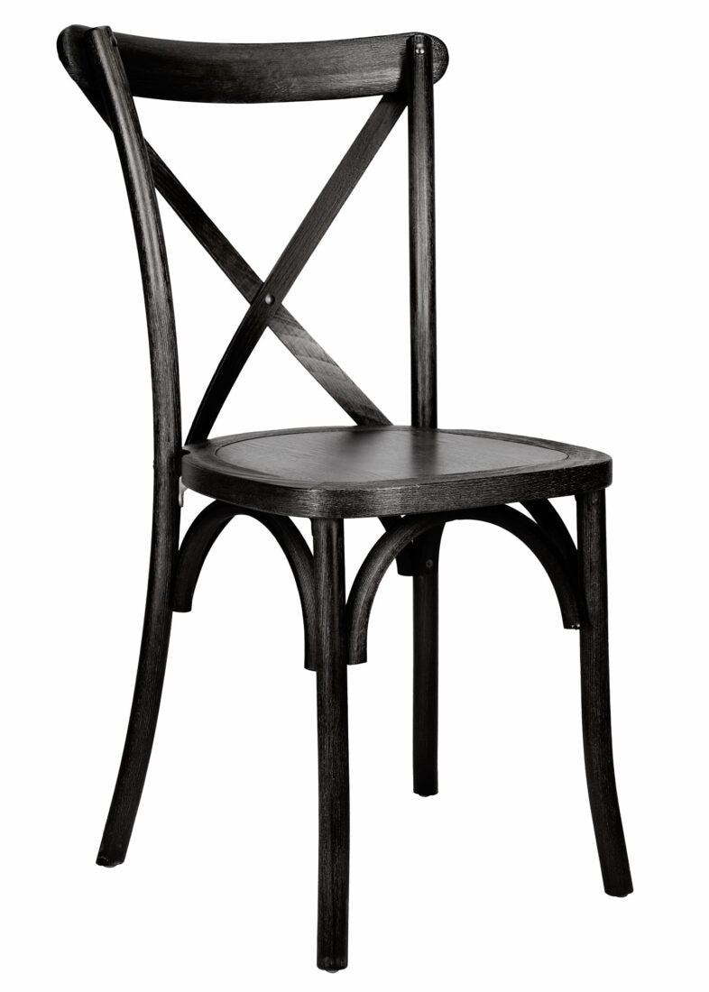 Black ToughWood Cross Back Chair by Chivari CXWB-AX-T