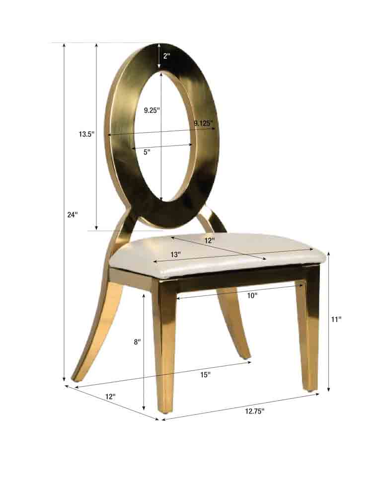 Chivari Kids Gold Frame Stainless Steel O Chair with White Vinyl Cushion COSSG-KID-AX-T