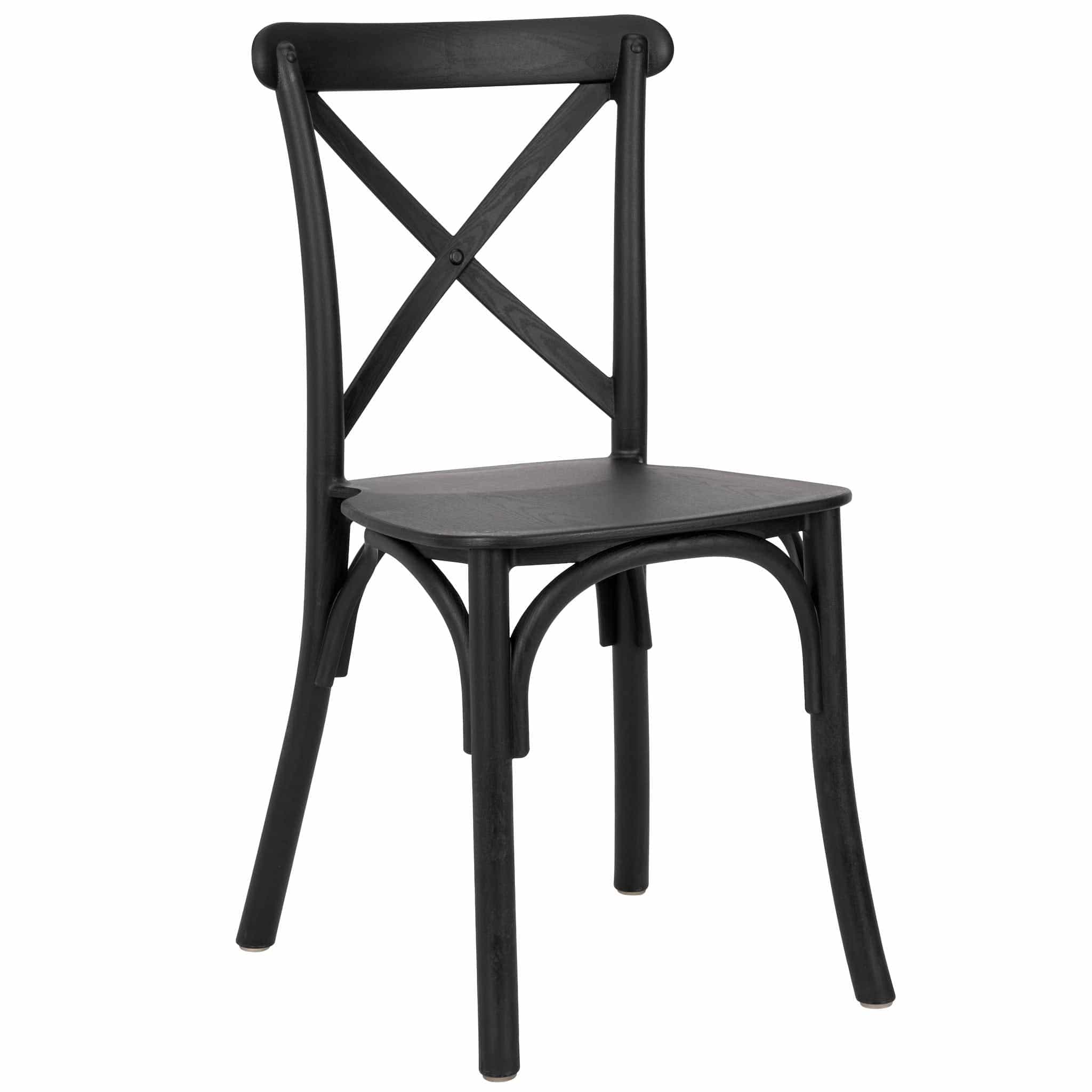 Chivari Kids Black ToughResin™ WoodGrain Cross Back Chair CXRB-KID-ZG-T
