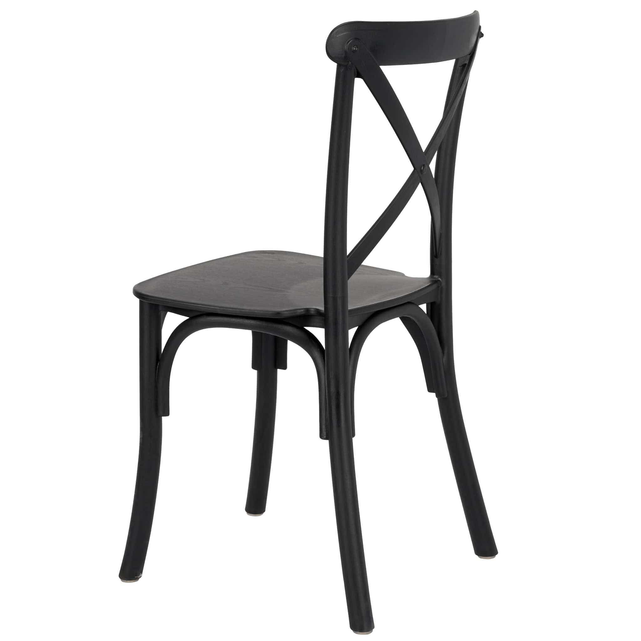 Chivari Kids Black ToughResin™ WoodGrain Cross Back Chair CXRB-KID-ZG-T