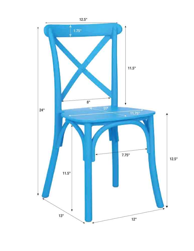 Chivari Kids Blue ToughResin™ Cross Back Chair CXRBLU-KID-ZG-T