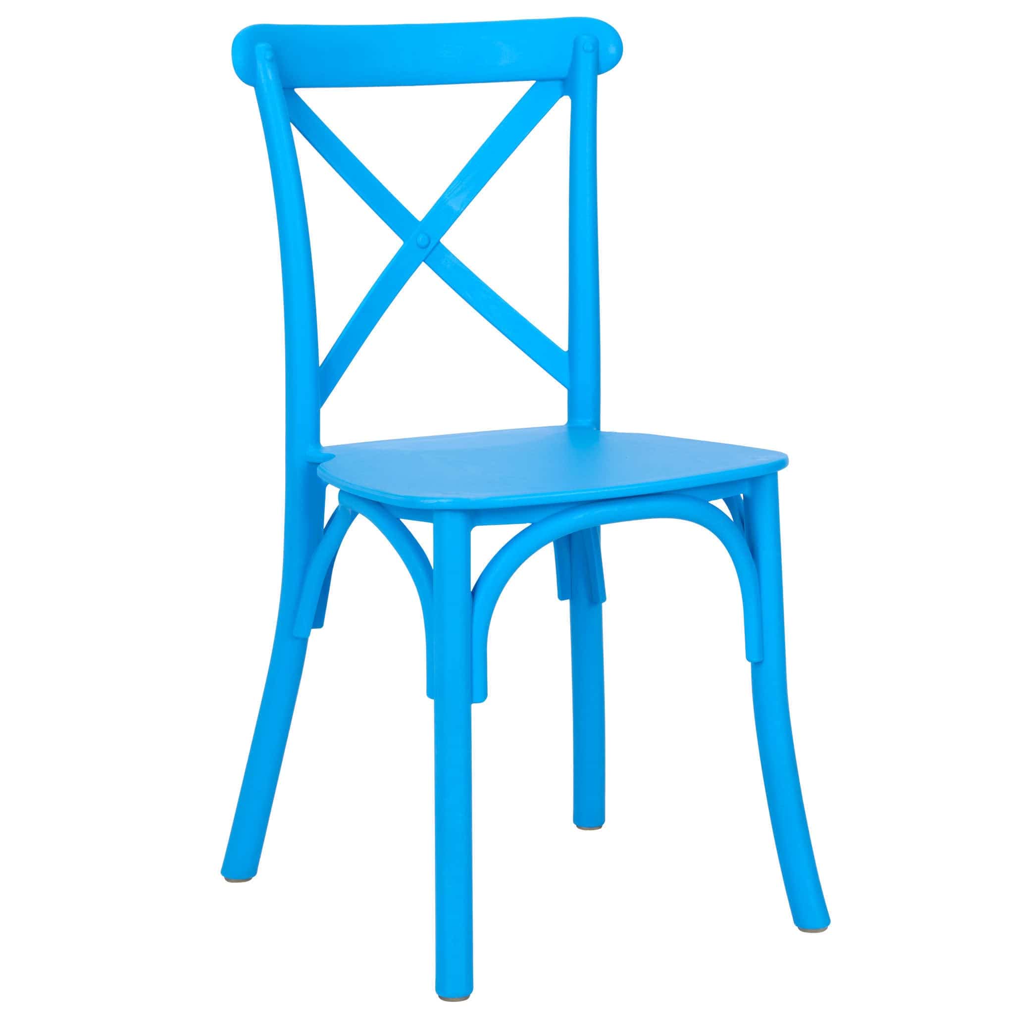 Chivari Kids Blue ToughResin™ Cross Back Chair CXRBLU-KID-ZG-T