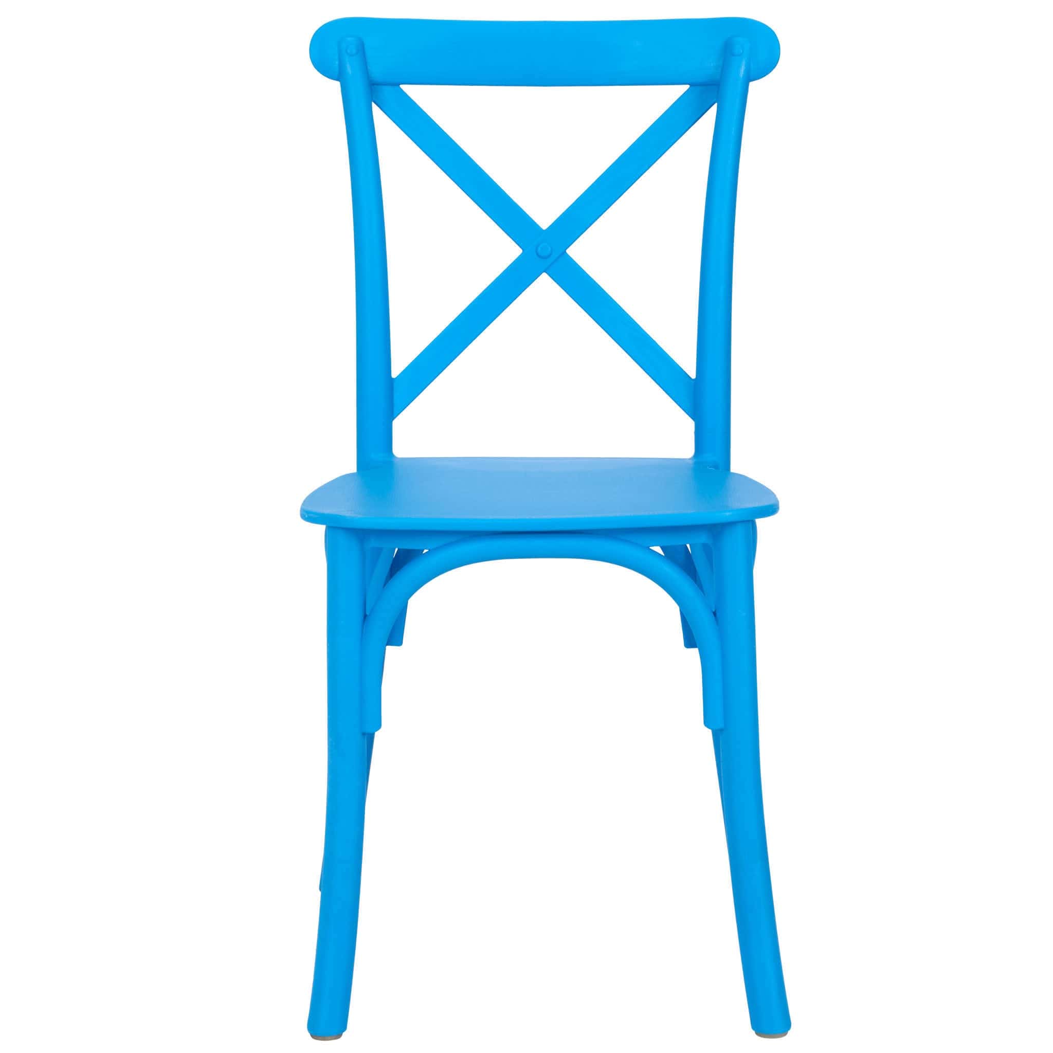 Chivari Kids Blue ToughResin™ Cross Back Chair CXRBLU-KID-ZG-T