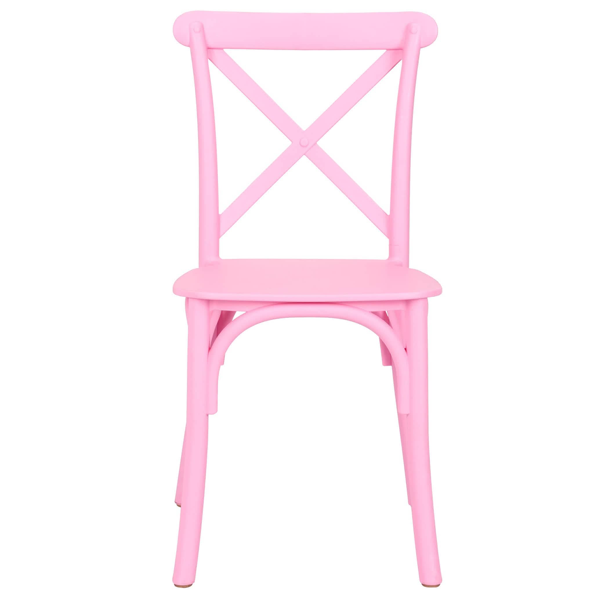 Chivari Kids Pink ToughResin™ Cross Back Chair CXRP-KID-ZG-T