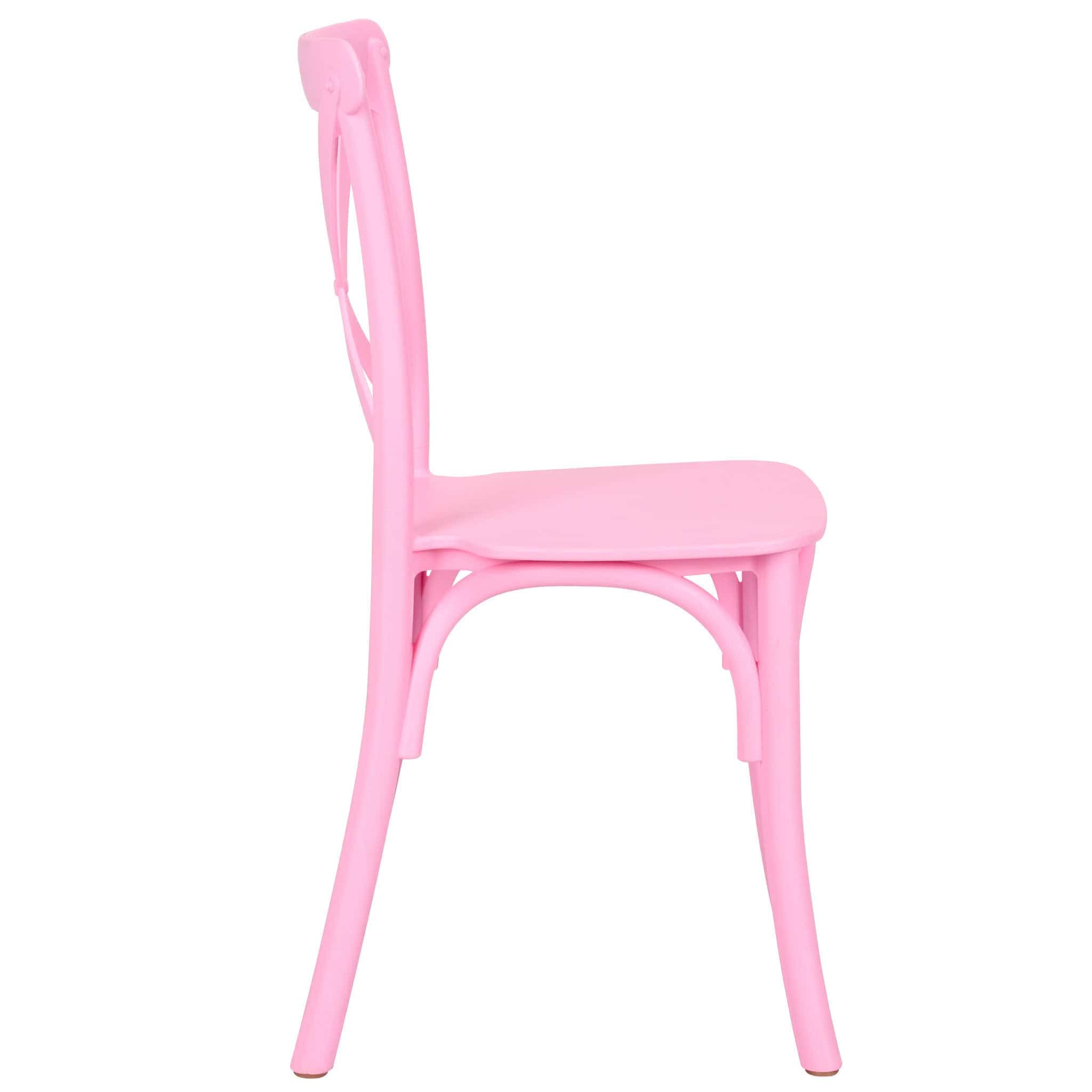 Chivari Kids Pink ToughResin™ Cross Back Chair CXRP-KID-ZG-T