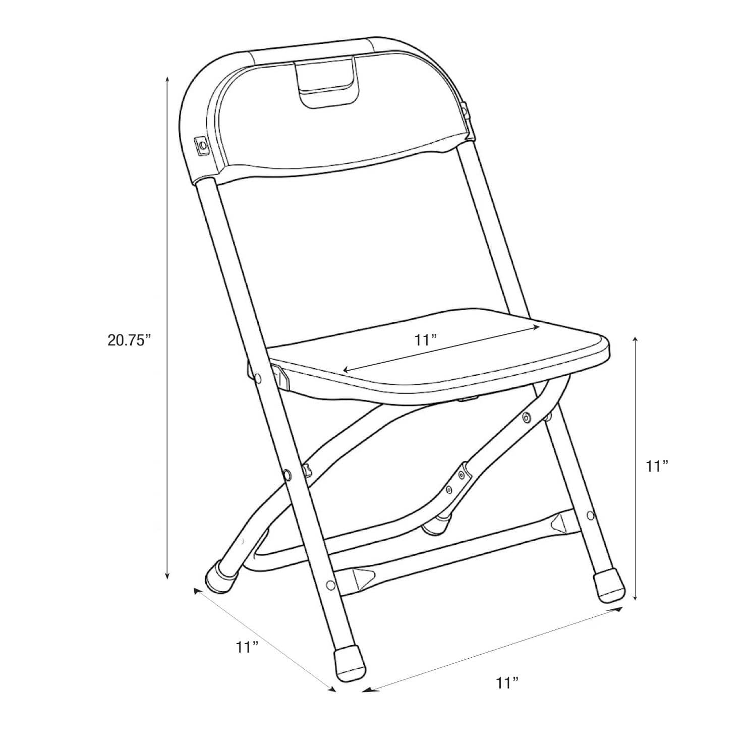 Chivari Kids White Folding Chair (Steel-Poly Chair) CFPW-KID-AX-T