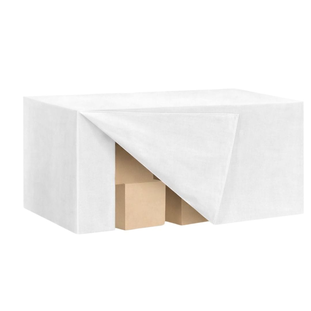 Chivari.com 96" x 24" x 29"H White Fitted Expo Table Cover Premium 180 GSM Polyester L-EXPOCVR9624x29H-WH-CB-SX