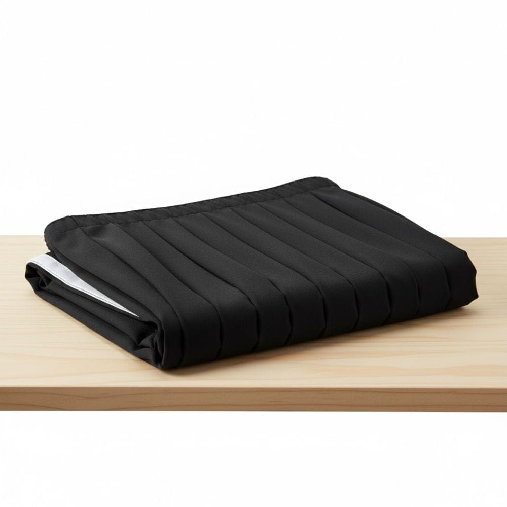 Chivari Black Bar Top Linen Skirt for 72in x 12in Bar Top Riser L-SKIRTBAR-RT72x12-BLK-MCS-T