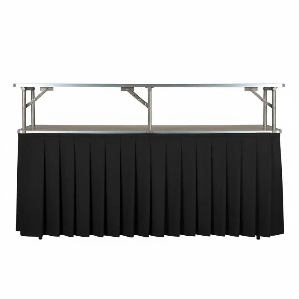 Chivari Black Table Skirt for 72" x 30" Table L-SKIRTTAB-RT72x30-BLK-MCS-T