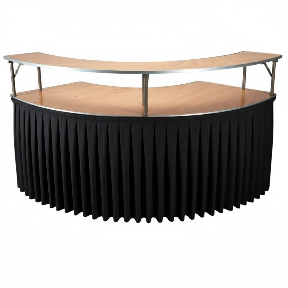 Chivari Black Table Linen Skirt for 84" Serpentine Table L-SKIRTTAB-SRP-84-BLK-MCS-T