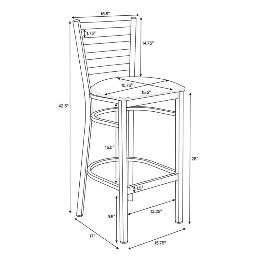 Chivari Ladder Back Bar Stool with Silver Frame and Tan Vinyl Seat BLMSVT-ZF-KT