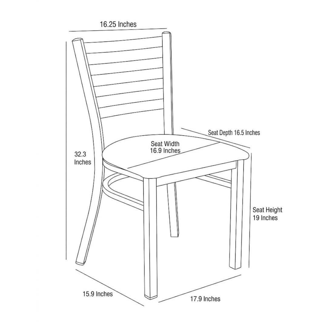 Chivari Ladder Back Restaurant Chair with Silver Frame and Brown Vinyl Seat CLMSVBR-ZF-KT