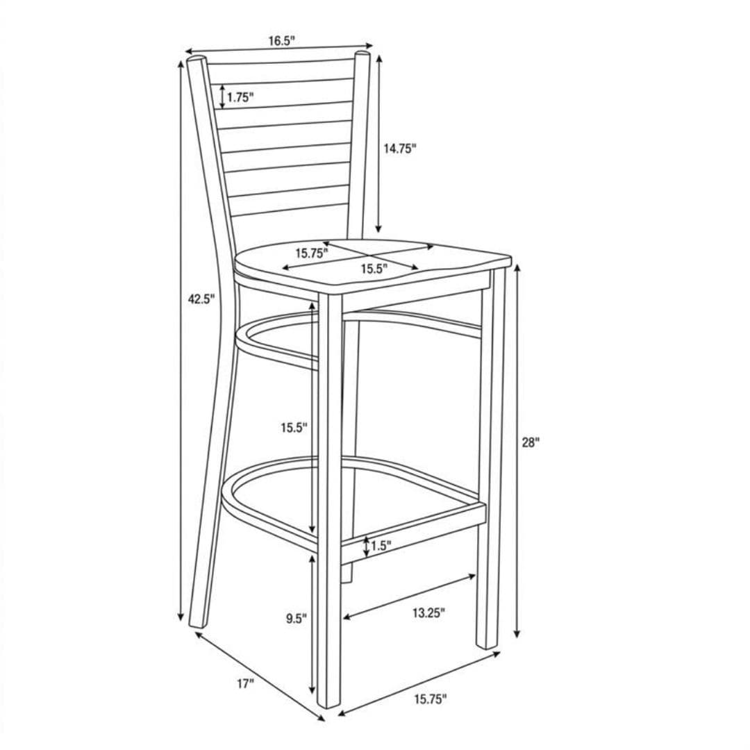 Chivari Ladder Back Bar Stool with Black Frame and Mahogany Wood Seat BLMBWMW-ZF-KT