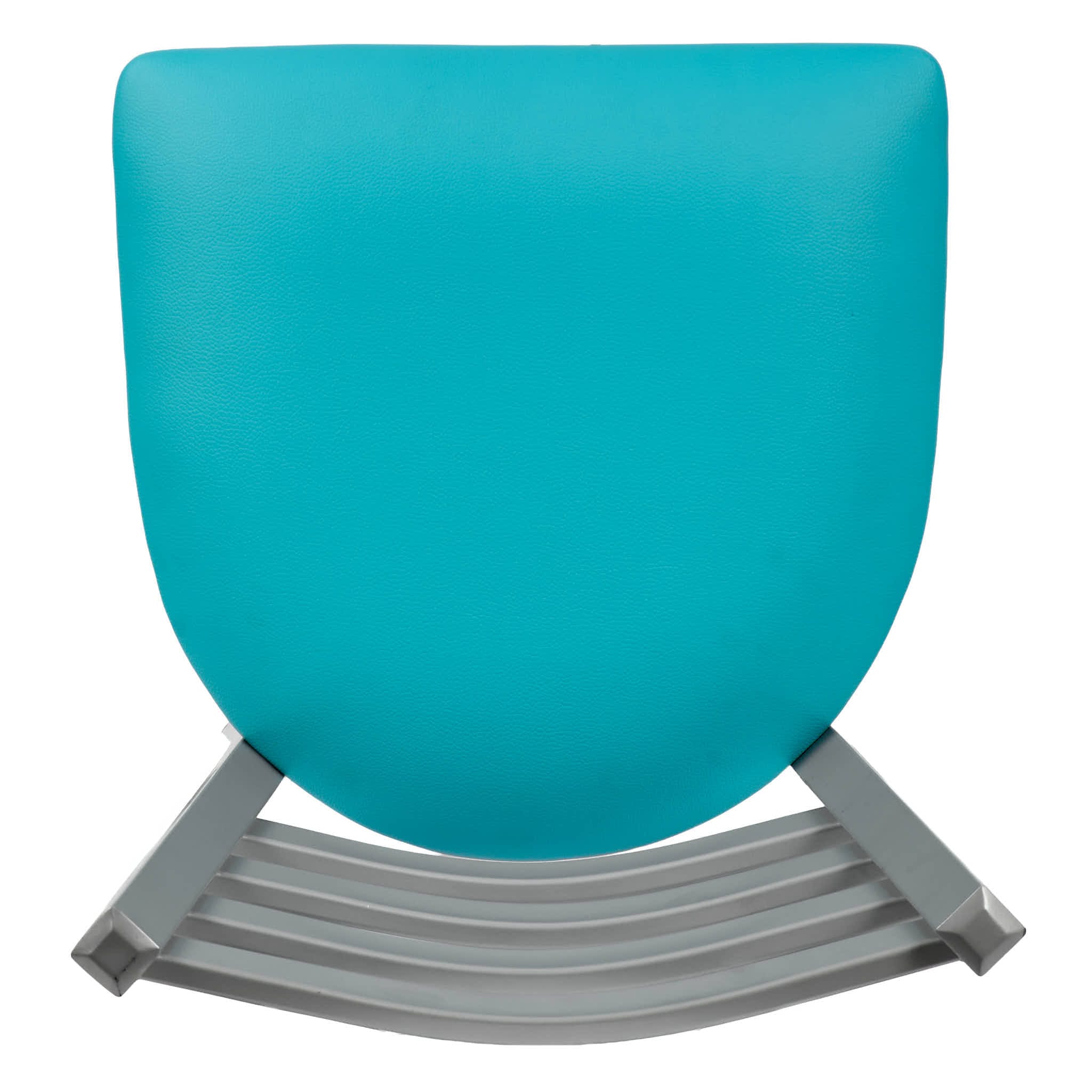Chivari Ladder Back Bar Stool with Silver Frame and Light Blue Vinyl Seat BLMSVLBL-ZF-KT