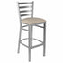 Chivari Ladder Back Bar Stool with Silver Frame and Light Gray Vinyl Seat BLMSVLGY-ZF-KT