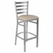 Chivari Ladder Back Bar Stool with Silver Frame and Light Gray Vinyl Seat BLMSVLGY-ZF-KT