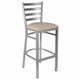 Chivari Ladder Back Bar Stool with Silver Frame and Light Gray Vinyl Seat BLMSVLGY-ZF-KT