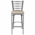 Chivari Ladder Back Bar Stool with Silver Frame and Light Gray Vinyl Seat BLMSVLGY-ZF-KT
