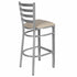 Chivari Ladder Back Bar Stool with Silver Frame and Light Gray Vinyl Seat BLMSVLGY-ZF-KT