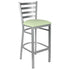 Chivari Ladder Back Bar Stool with Silver Frame and Light Green Vinyl Seat BLMSVLGR-ZF-KT