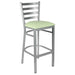 Chivari Ladder Back Bar Stool with Silver Frame and Light Green Vinyl Seat BLMSVLGR-ZF-KT