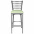 Chivari Ladder Back Bar Stool with Silver Frame and Light Green Vinyl Seat BLMSVLGR-ZF-KT