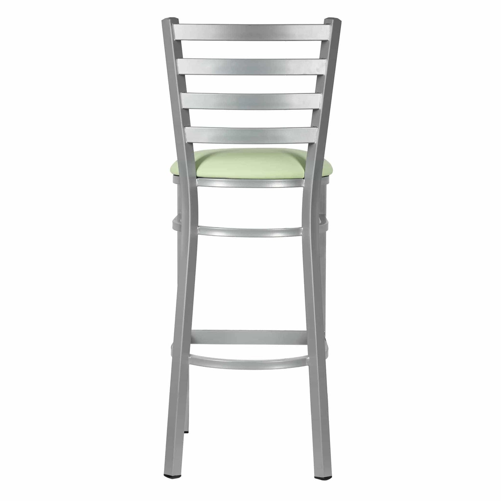 Chivari Ladder Back Bar Stool with Silver Frame and Light Green Vinyl Seat BLMSVLGR-ZF-KT