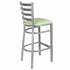 Chivari Ladder Back Bar Stool with Silver Frame and Light Green Vinyl Seat BLMSVLGR-ZF-KT