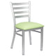 Chivari Ladder Back Restaurant Chair with Silver Frame and Light Green Vinyl Seat CLMSVLGR-ZF-KT
