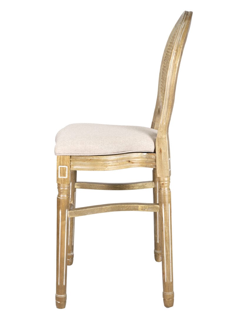 Chivari Antique Distressed Wood Louis Pop Barstool with Rattan Back BLPWANTIQ-FR-ZG-T