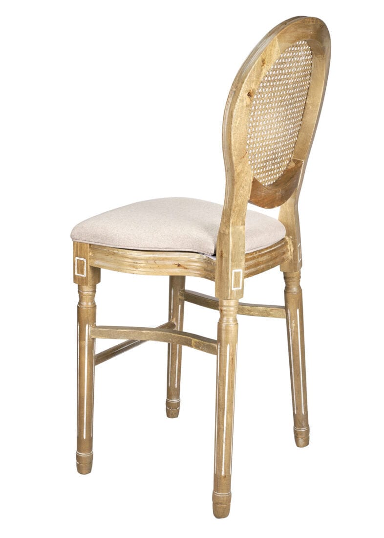 Chivari Antique Distressed Wood Louis Pop Barstool with Rattan Back BLPWANTIQ-FR-ZG-T