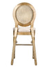 Chivari Antique Distressed Wood Louis Pop Barstool with Rattan Back BLPWANTIQ-FR-ZG-T