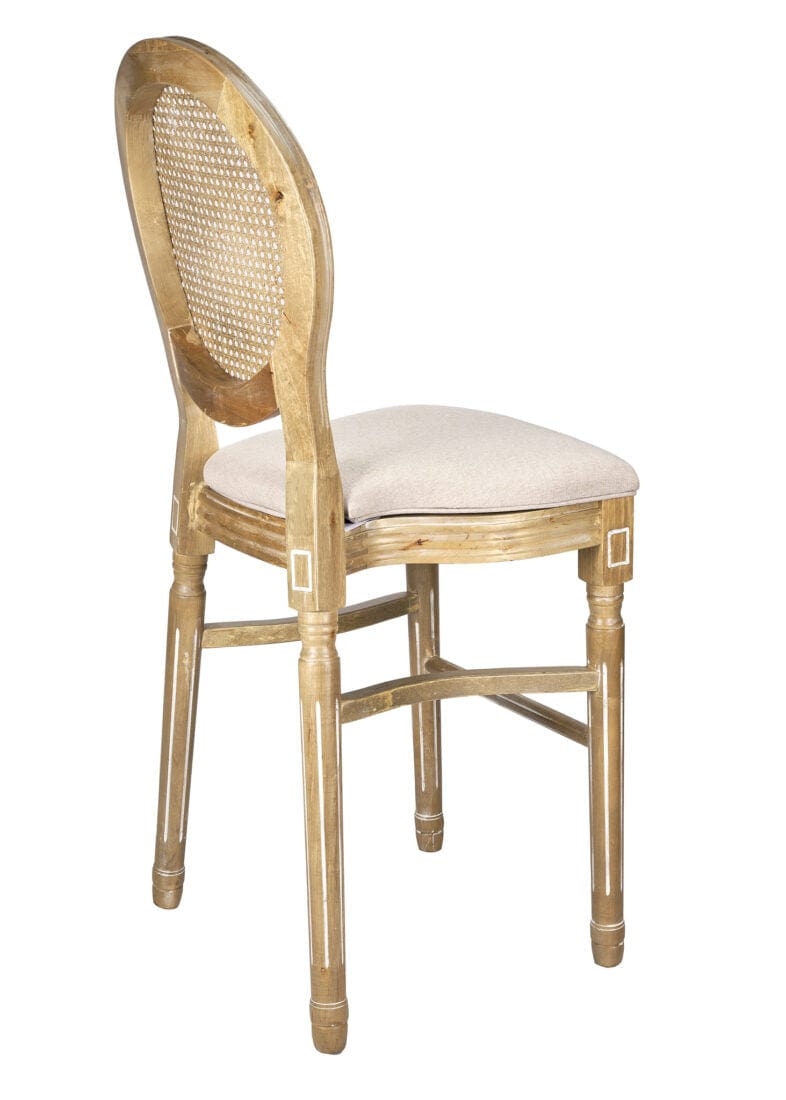 Chivari Antique Distressed Wood Louis Pop Barstool with Rattan Back BLPWANTIQ-FR-ZG-T