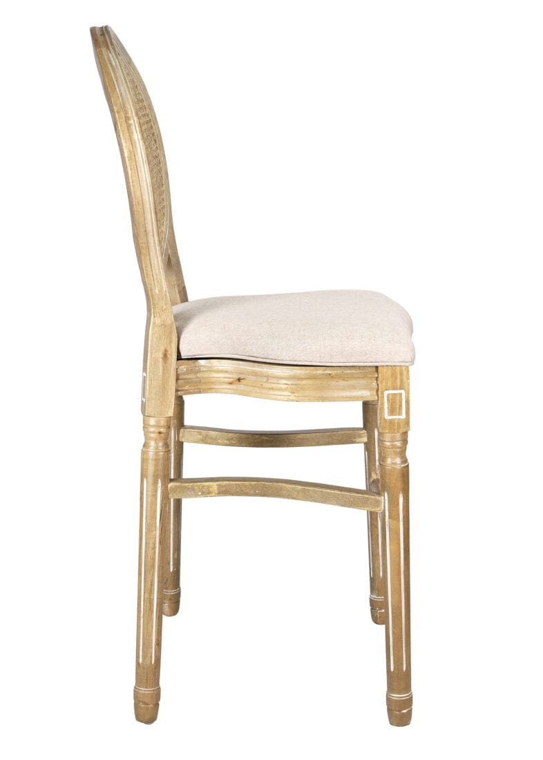 Chivari Antique Distressed Wood Louis Pop Barstool with Rattan Back BLPWANTIQ-FR-ZG-T