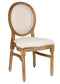 Chestnut Resin Louis Pop Chair Beige Tweed Fabric Back and Seat