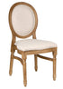 Chestnut Resin Louis Pop Chair Beige Tweed Fabric Back and Seat